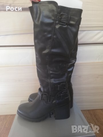 Дамски високи зимни ботуши с дебел ток - 38, 39 номер, снимка 2 - Дамски ботуши - 27167243