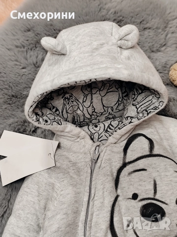 Нов памучен бебешки космонавт ескимос Джордж, с Мечо Пух за момченце 0-3 месеца и ръст 56см - 62см, снимка 3 - Бебешки ескимоси - 52821108