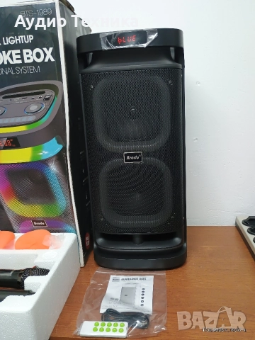 Чисто нова караоке колона Brodu BTS 1989. Акумулаторна с 2бр. микрофони и дистанционно. , снимка 5 - Тонколони - 52828421