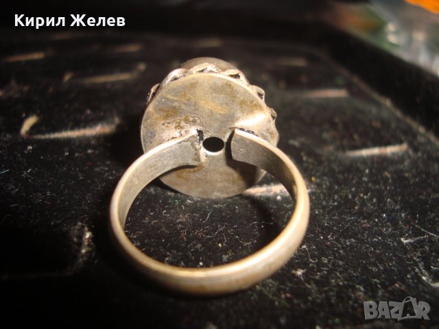 20-те ГОДИНИ на 20 ВЕК РЕТРО ПРЪСТЕН с ОГРОМЕН ШЛИФОВАН АВАНТЮРИН БЕЛ ЕПОК СТИЛ 20235, снимка 6 - Антикварни и старинни предмети - 33133966