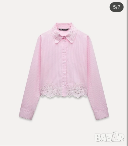 Zara дамска риза XL кроп топ, бродерия , снимка 3 - Ризи - 51794914