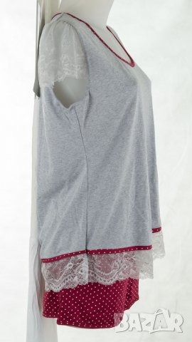 Дамска къса пижама в сиво и бургунд марка Hamana , снимка 4 - Пижами - 28521550