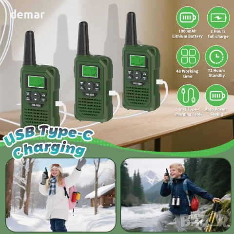 Детски уоки-токита, комплект от 3 броя, 8 канала с VOX функция, 3-12 г, снимка 4 - Образователни игри - 52720551