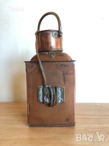 Старинен корабен меден фенер, оригинален , внос от Англия, снимка 4 - Антикварни и старинни предмети - 43381140