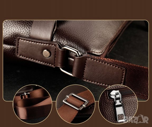 Стилна мъжка ръчна кожена чанта черна; модел №1, снимка 5 - Чанти - 37985456