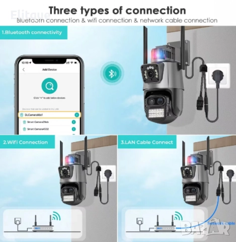 Камера за наблюдение 4K Ultra HD,8MP,датчик за движение,нощно виждане,двупосочна аудио връзка,водоус, снимка 5 - Други - 52786942