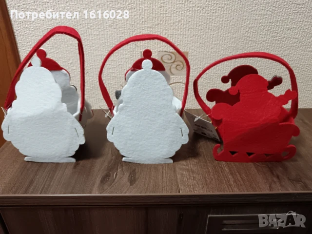 Коледни филцови кошнички за лакомства., снимка 3 - Декорация за дома - 51359524