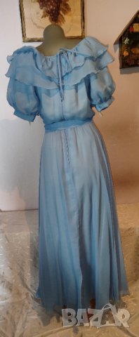 Официална дълга синя рокля р-р S, снимка 5 - Рокли - 40458737