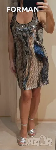 УНИКАЛНА рокля със сребристи пайети , снимка 2 - Рокли - 48330008