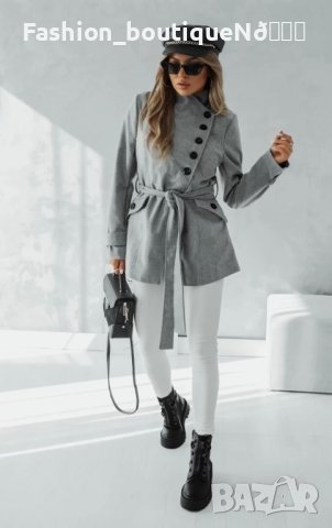 Елегантно палто с копчета в сиво  , снимка 2 - Палта, манта - 43940674