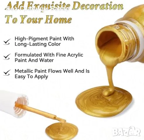 Нова Бързосъхнеща златна акрилна боя – арт и декор с висока покривност, снимка 5 - Други - 49003820