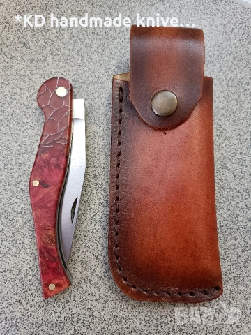 Сгъваем нож "Кондре" ръчно изработен + ПОДАРЪК кания, снимка 5 - Ловно оръжие - 39892161