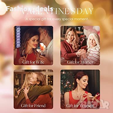 Нова Стилна Дамска огърлица с кристали Сърце Циркон Колие Свети Валентин, снимка 4 - Колиета, медальони, синджири - 35611166