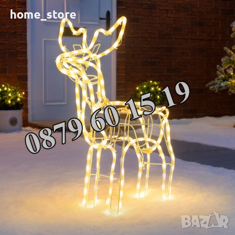 Коледен светещ елен, коледна украса, жълта светлина, снимка 1 - Декорация за дома - 43184158