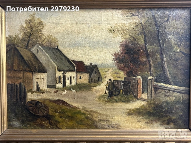 Стара картина пейзаж , снимка 3 - Картини - 53586968