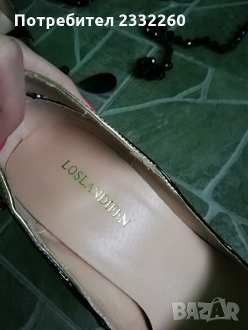 Лачени обувки - черно и златно, снимка 8 - Дамски обувки на ток - 27135855