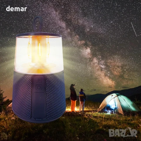 Преносим акумулаторен LED къмпинг фенер с Bluetooth високоговорител, винтидж, снимка 4 - Къмпинг осветление - 51191317