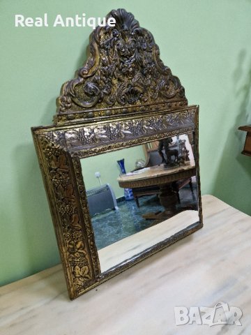 Много красиво антикварно френско огледало с месингов обков , снимка 1 - Антикварни и старинни предмети - 43569650