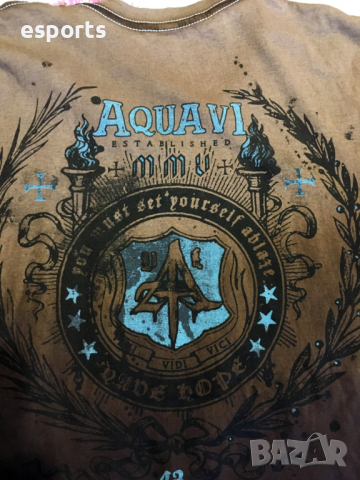 Автентична мъжка тениска Aqua VI кафява M Med (Aqua Six), снимка 4 - Тениски - 29668017