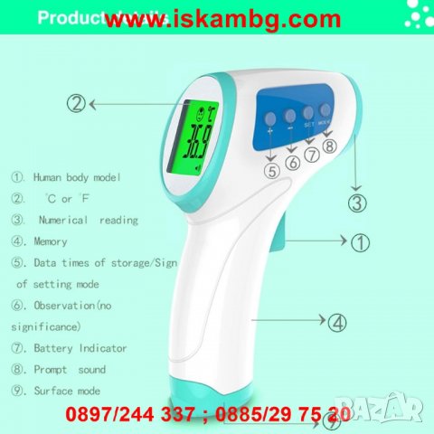 Безконтактен инфрачервен термометър за деца - код 2211, снимка 3 - Други - 26722220