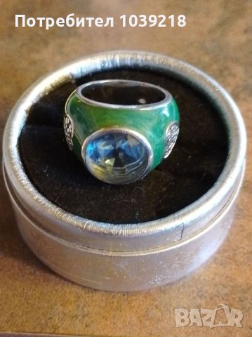 Масивен сребърен пръстен с аквамарин, снимка 10 - Пръстени - 43597275