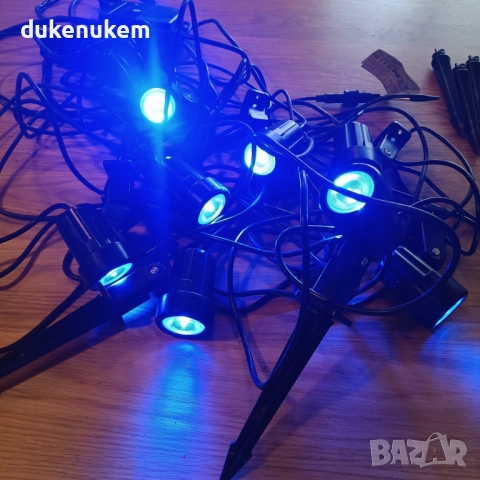 Комплект от 8 RGB градински прожектори с дистанционно управление - разопакован продукт, снимка 9 - Прожектори - 52398127