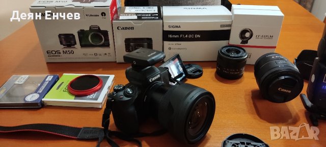 Canon EOS M50  с три обектива и много аксесоари 