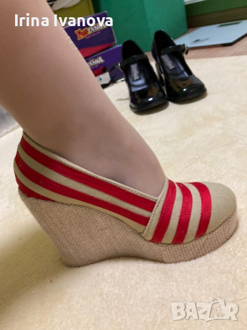 Бежово червени сладурски обувки, снимка 5 - Дамски ежедневни обувки - 36502267