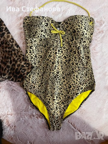 Уникален нов цял леопардов  тигров бански костюм тип бюстие 