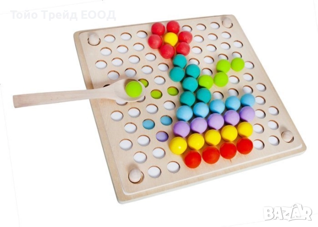 Дървен пъзел с цветни топчета, снимка 3 - Образователни игри - 52671205