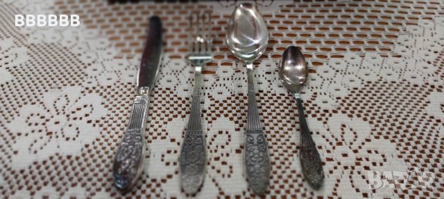 Старинен Руски Посребрен Сервиз Прибори за Хранене , снимка 3 - Антикварни и старинни предмети - 43153259
