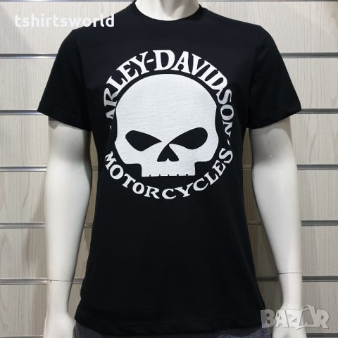 Нова мъжка тениска с дигитален печат HARLEY DAVIDSON, мотори, Череп