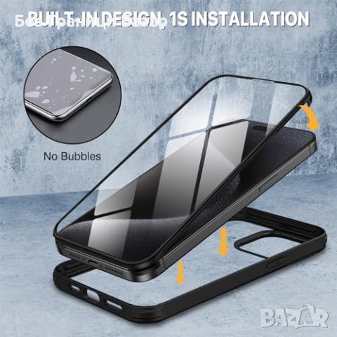 Нов Калъф за iPhone 15 Pro Вграден стъклен протектор за екран и обектив, снимка 6 - Калъфи, кейсове - 43103538