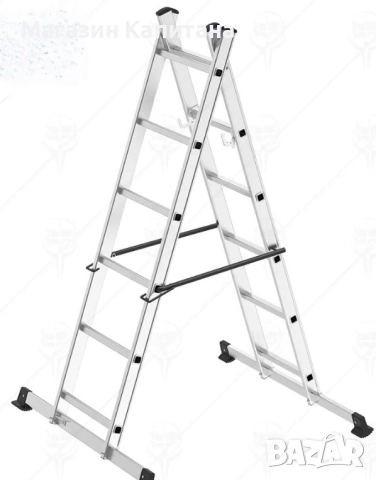 Алуминиева стълба скеле 2х6 стъпала до 150кг., снимка 2 - Други машини и части - 47141804