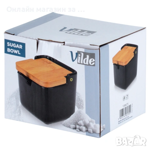 Захарница с лъжица, керамика_бамбук, черна, вместимост 250 мл, размери 9,5x9,5x9см 139675, снимка 6 - Прибори за хранене, готвене и сервиране - 53230814