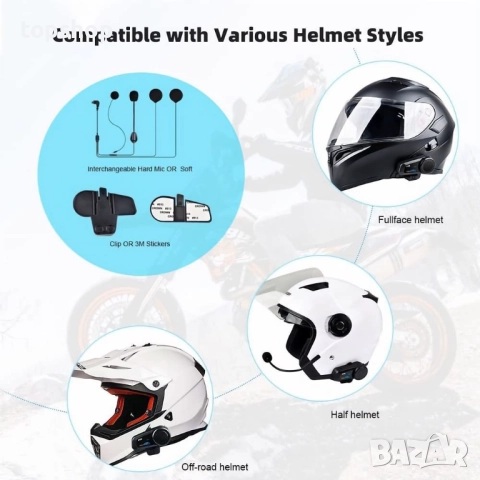 Нов Fodsports FX6 Bluetooth интерком за мотоциклет до 6 мотоциклетисти, 1000 м комуникационна ..., снимка 8 - Аксесоари и консумативи - 51686853