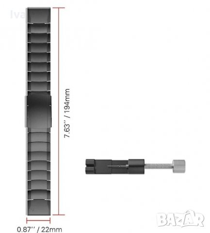 TiMOVO комплект метална каишка за Garmin, сребриста, нова, снимка 5 - Смарт гривни - 33140109