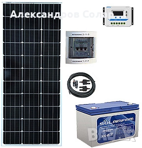 Комплект качествено оборудване за кемпер , каравана - 180Wp панел, 100Ah гелов акумулатор, контролер