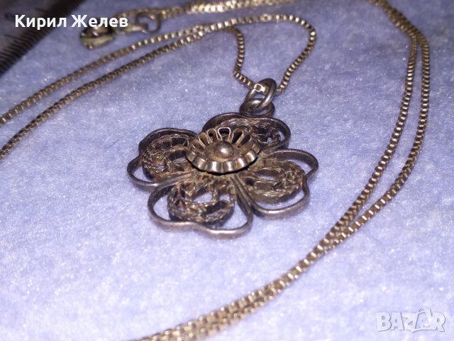 СТАРИНЕН ФИЛИГРАНЕН СРЕБЪРЕН МЕДАЛЬОН ЧЕТИРИЛИСТНА ДЕТЕЛИНА с ВЕРИЖКА от СРЕБРО 925 РЕТРО БИЖУ 34432, снимка 10 - Антикварни и старинни предмети - 39471413