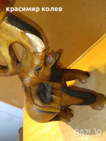 ръчно изработен дървен слон-столче, снимка 5 - Антикварни и старинни предмети - 51392517