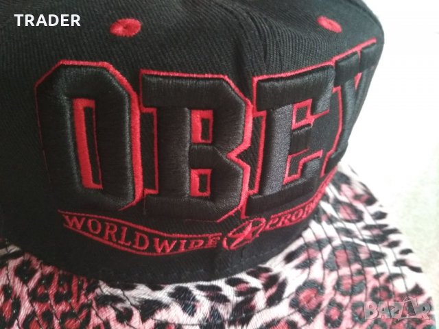 Унисекс бейзболна шапка Snapback с права козирка на OBEY в черно