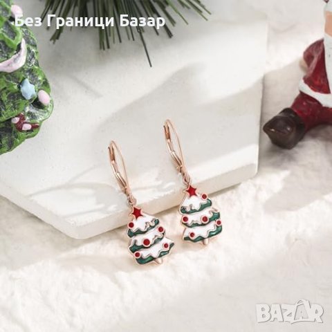 Нови Коледни Обеци Елха Сребро 925 Уникален Подарък Жена, снимка 2 - Обеци - 43570891