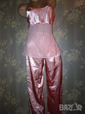 Ann S-Нова прекрасна  розова пижама от сатен и шифон с бродерия , снимка 1
