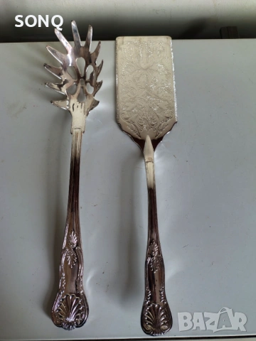 Страхотен Посребрен Комплект За Сервиране На Спагети,Лазаня