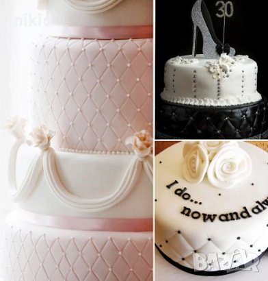 #1 Квадрати каре ромбове 4 пластични пластмасови подложки борд текстури торта фондан текстура релеф, снимка 5 - Форми - 19042958