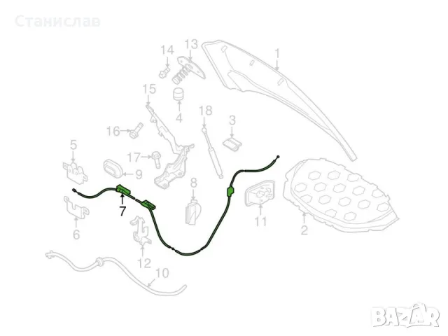Volvo S80 MK2 жило (въже) за отваряне на преден капак , снимка 3 - Части - 50165352