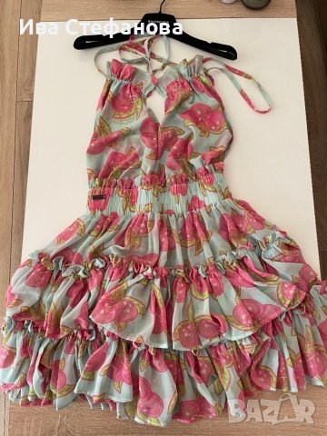 Уникална с волани лятна  ефирна елегантна рокля Djofra Джофра , снимка 2 - Рокли - 39783955