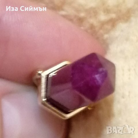 Висулки с емералд(смарагд) и аметист, верижка в златен цвят, снимка 3 - Други - 34907119