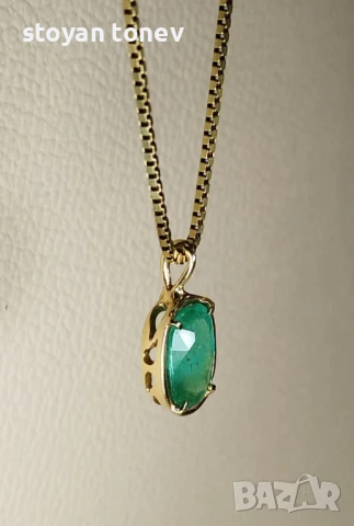 Медальон с турмалин в 14кт златен обков! Нов! Сертификат!, снимка 5 - Колиета, медальони, синджири - 46938955