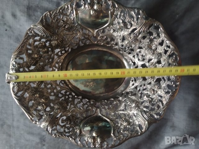 посребрена метална фруктиера в стил арт деко, снимка 5 - Прибори за хранене, готвене и сервиране - 36611175